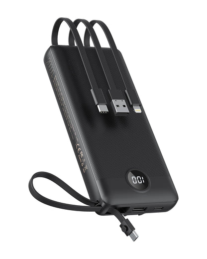 VEEKTOMX Portable Charger 10000mAh BuiltIn Cables Fast Charge