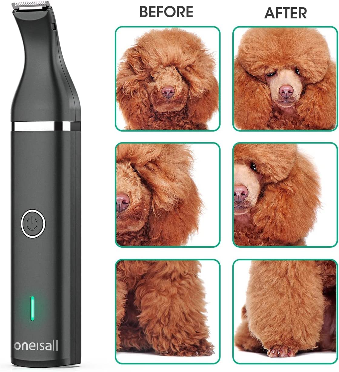 Oneisall Dog Clippers Cordless Low Noise Grooming Trimmer