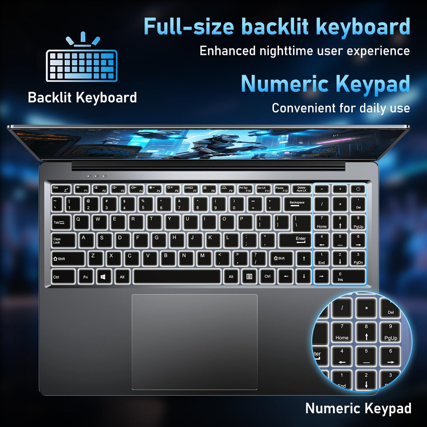 2025 17.3 Inch Gaming Laptop N150 3.6GHz 16GB RAM 1TB SSD