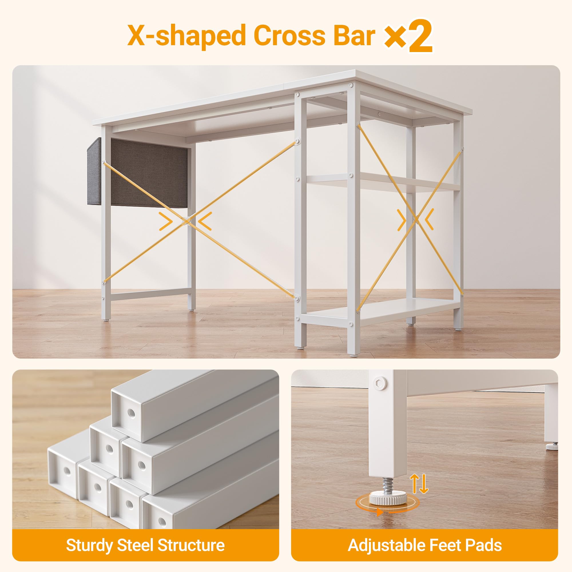 CubiCubi L Shaped Desk with Reversible Storage Options