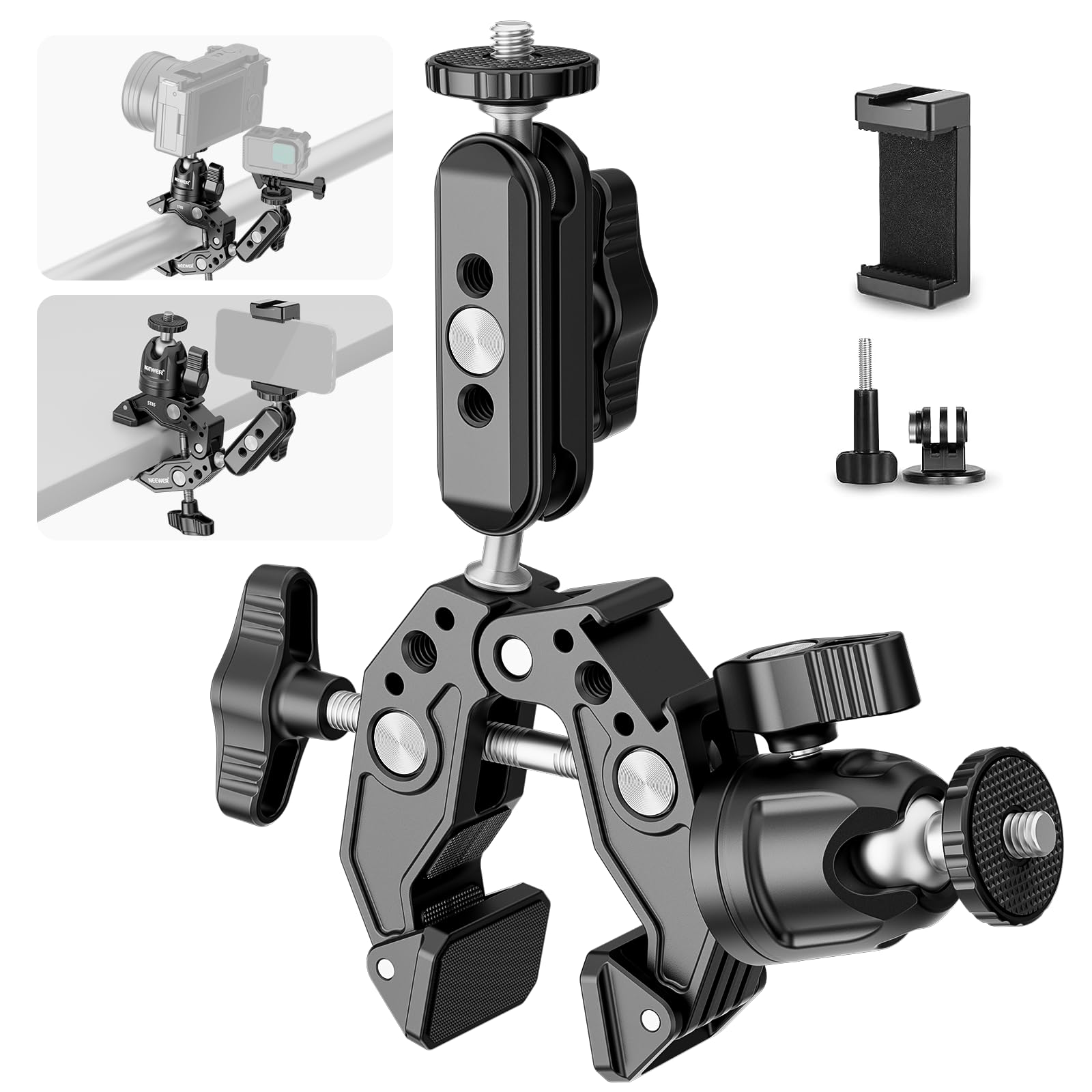 Neewer Super Clamp with Dual Ballhead Magic Arm
