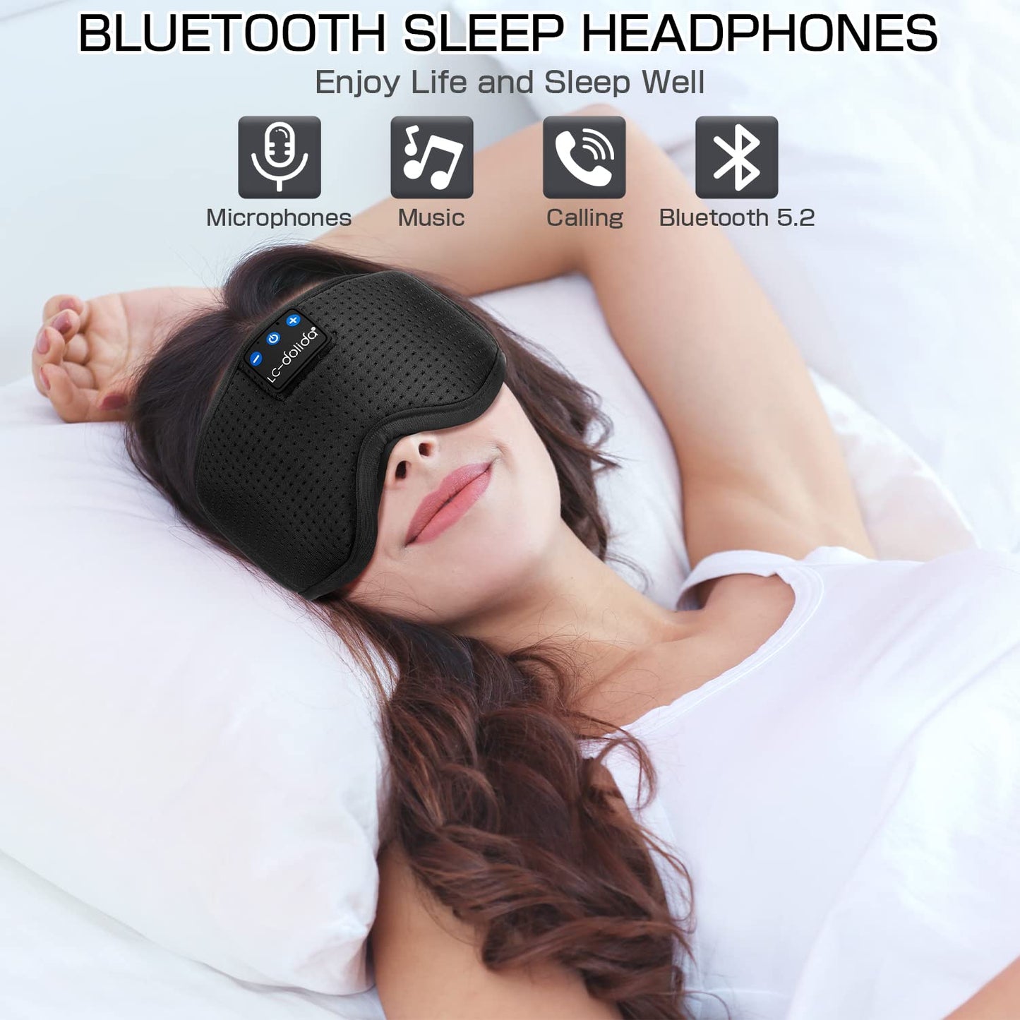 Sleep Headphones Bluetooth Eye Mask for Side Sleepers