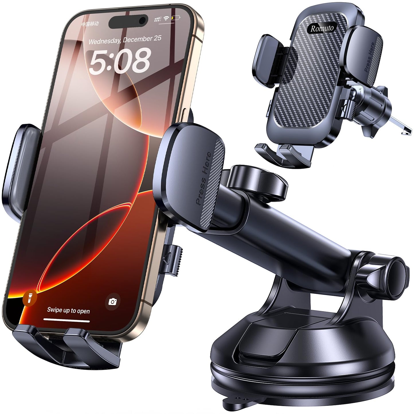 Romuto Car Phone Holder Mount Dashboard Windshield Vent