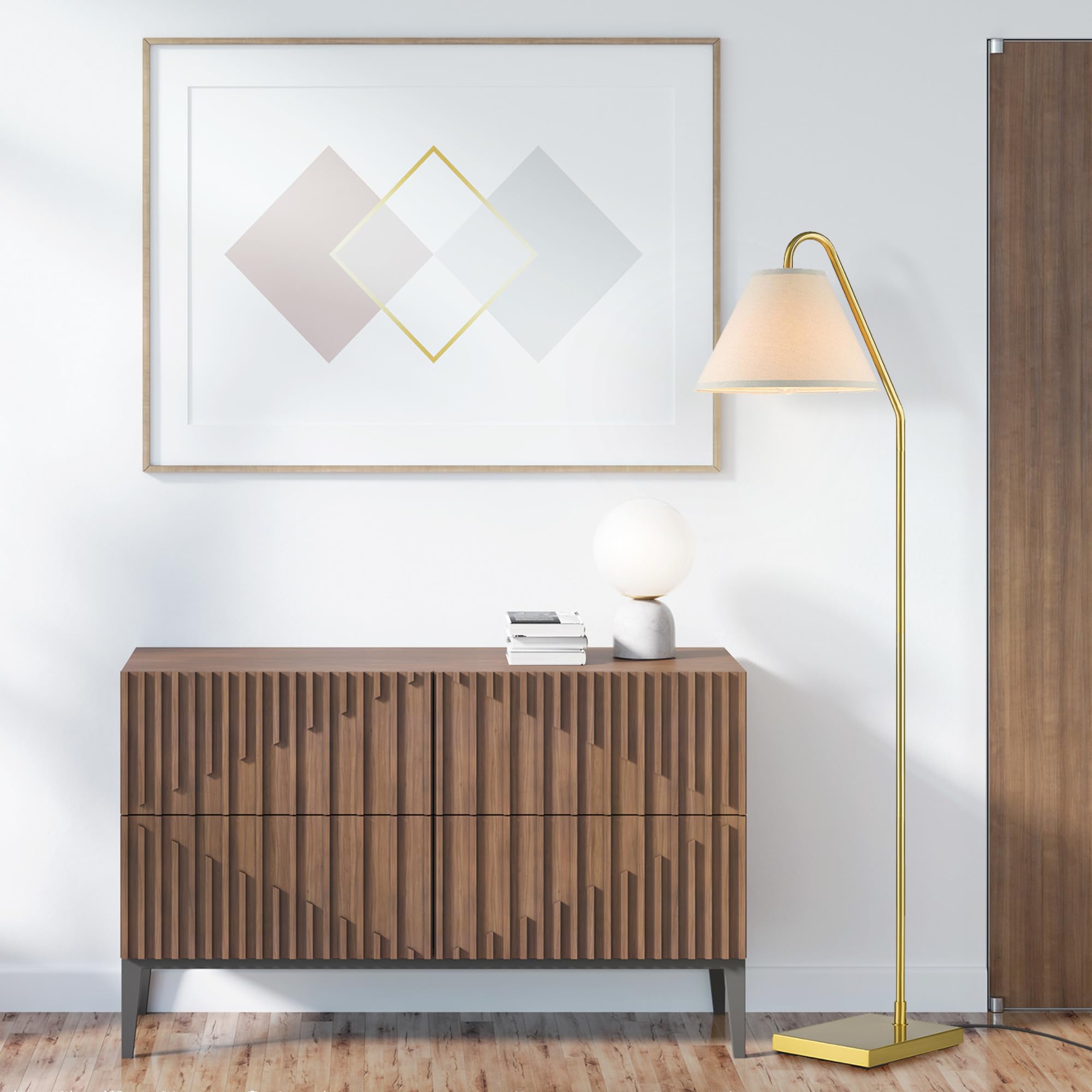 Modern 58 Inch Floor Lamp with Geometric Design