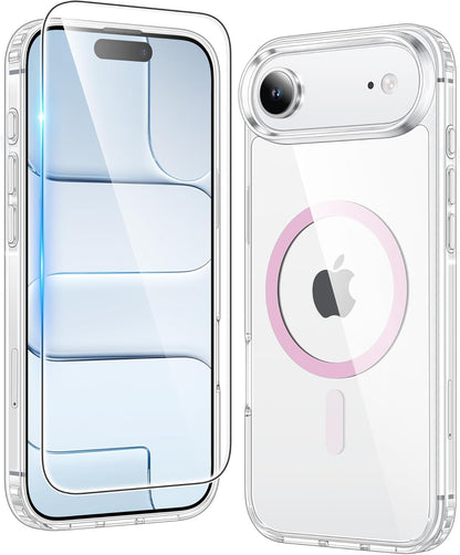 FNTCASE IPhone 16 Case Clear Magnetic MagSafe Screen Protector Drop Proof Rugged