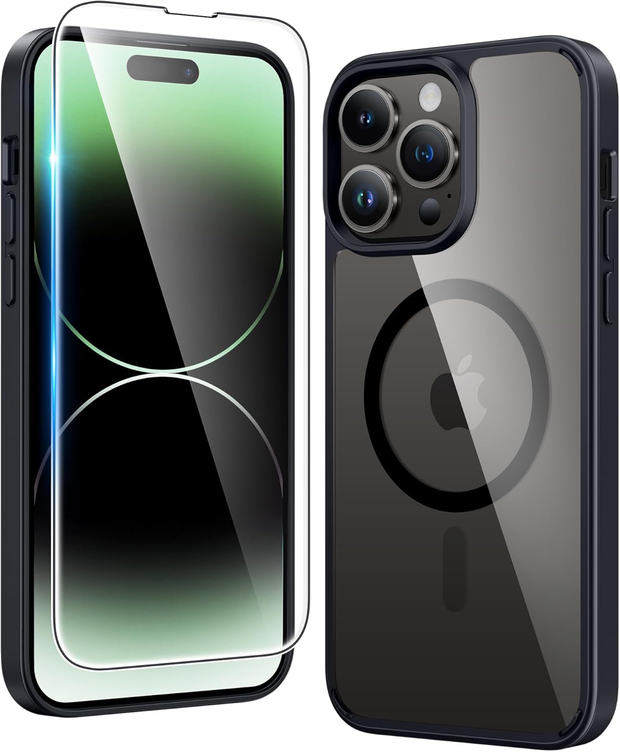 FNTCASE IPhone 16 Case Clear Magnetic MagSafe Screen Protector Drop Proof Rugged