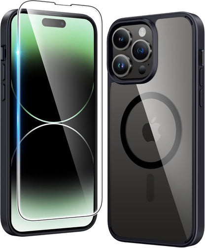 FNTCASE IPhone 16 Case Clear Magnetic MagSafe Screen Protector Drop Proof Rugged