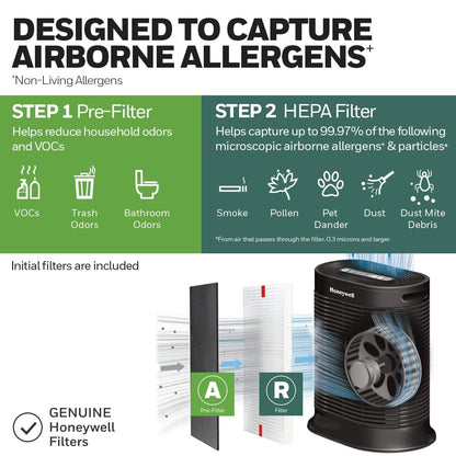 Honeywell HEPA Air Purifier for Large Rooms Reduces Allergens