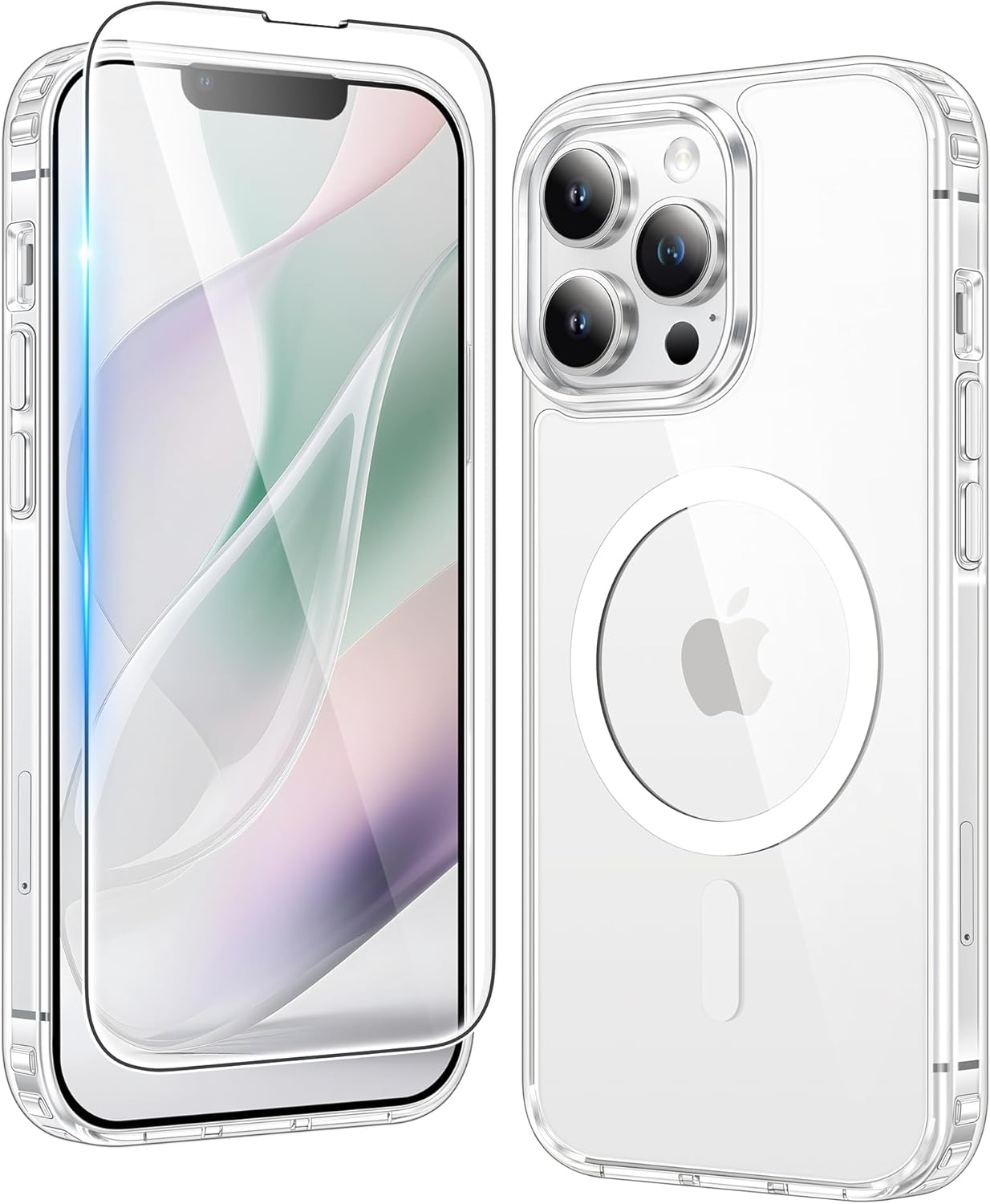 FNTCASE IPhone 16 Case Clear Magnetic MagSafe Screen Protector Drop Proof Rugged