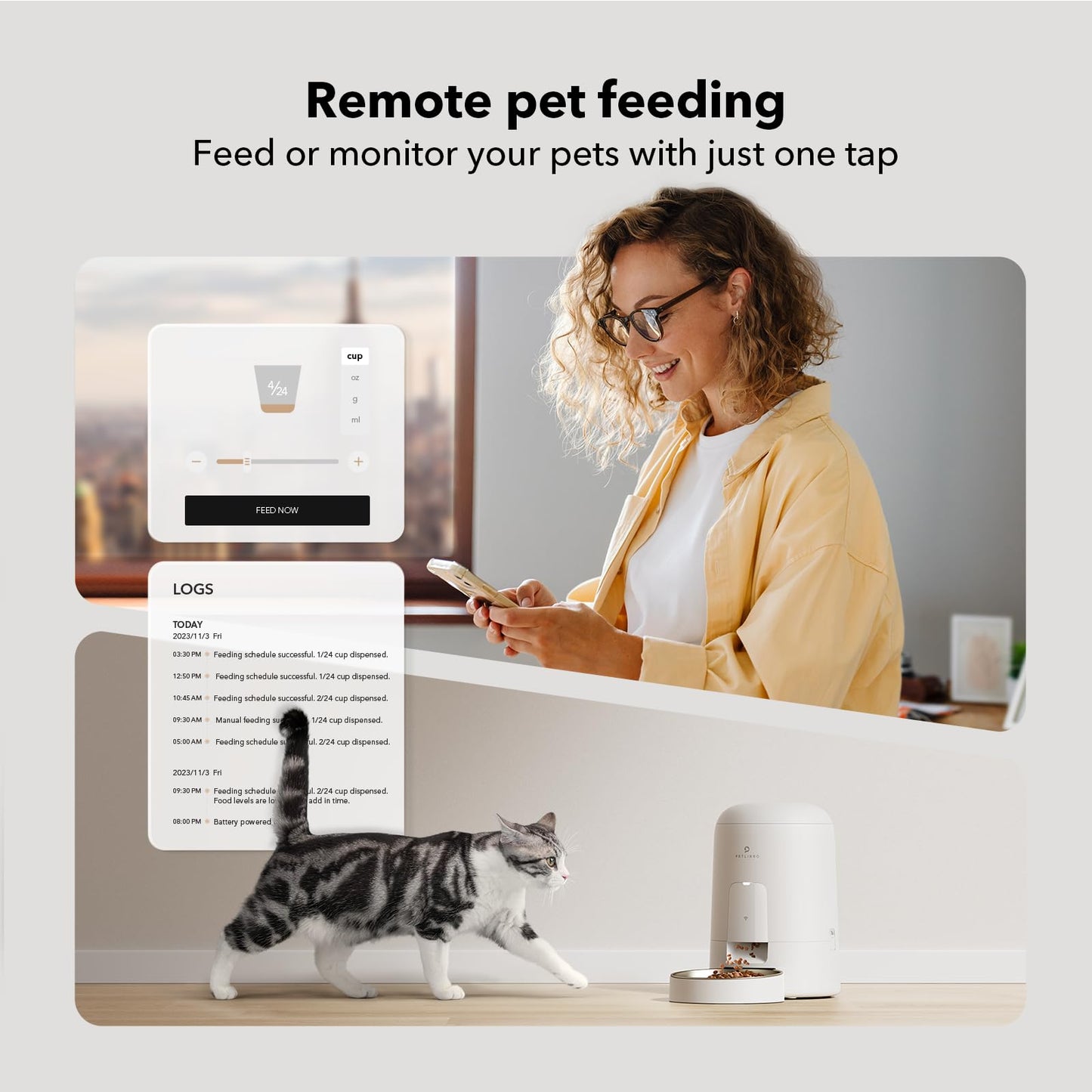 Smart Wi-Fi Cat Feeder with 30 Day Battery Life