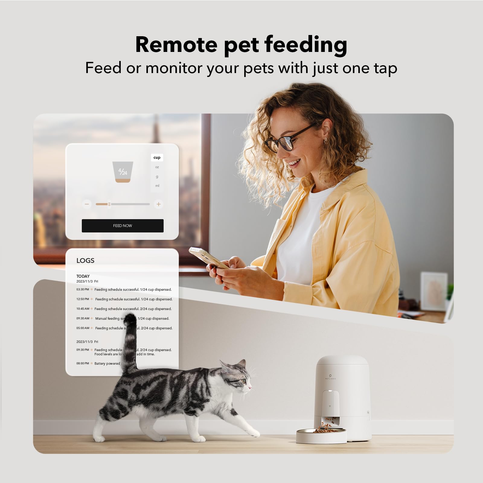 Smart Wi-Fi Cat Feeder with 30 Day Battery Life