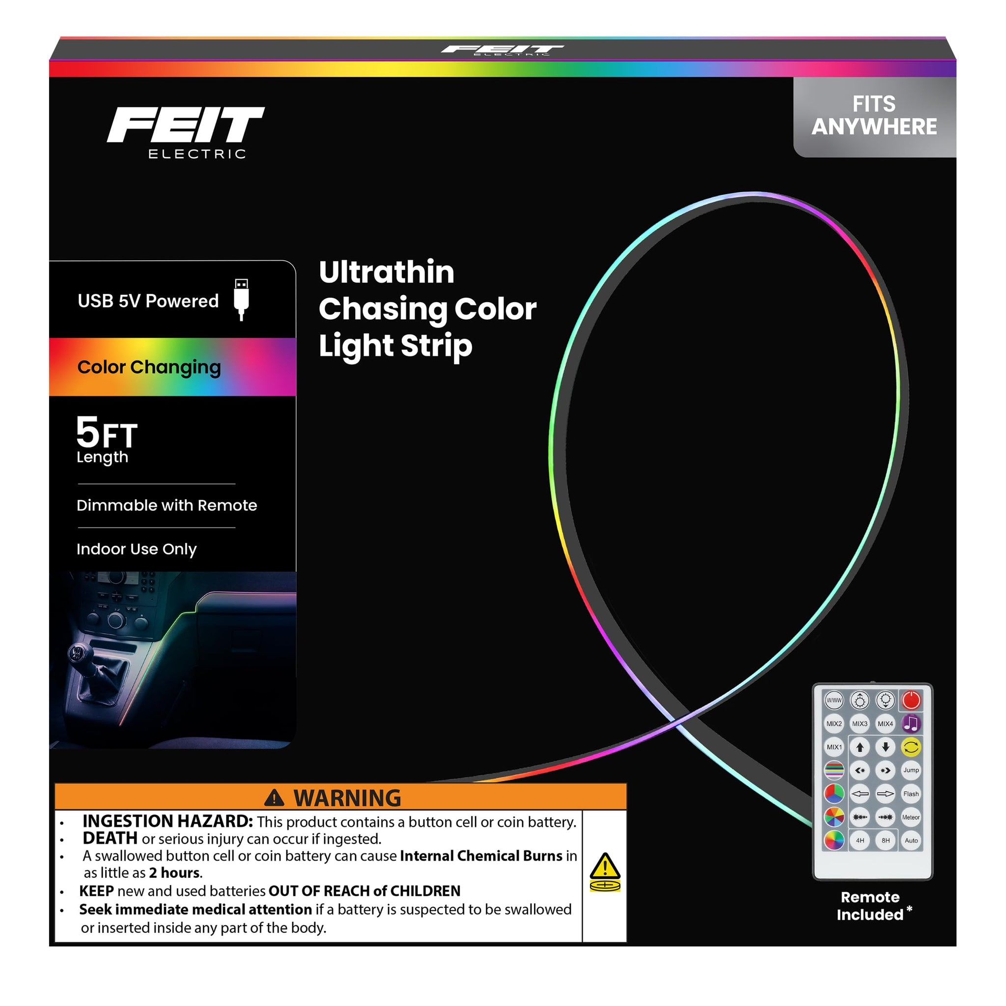 Dimmable RGB Color LED Tape Light For Indoor Ambiance