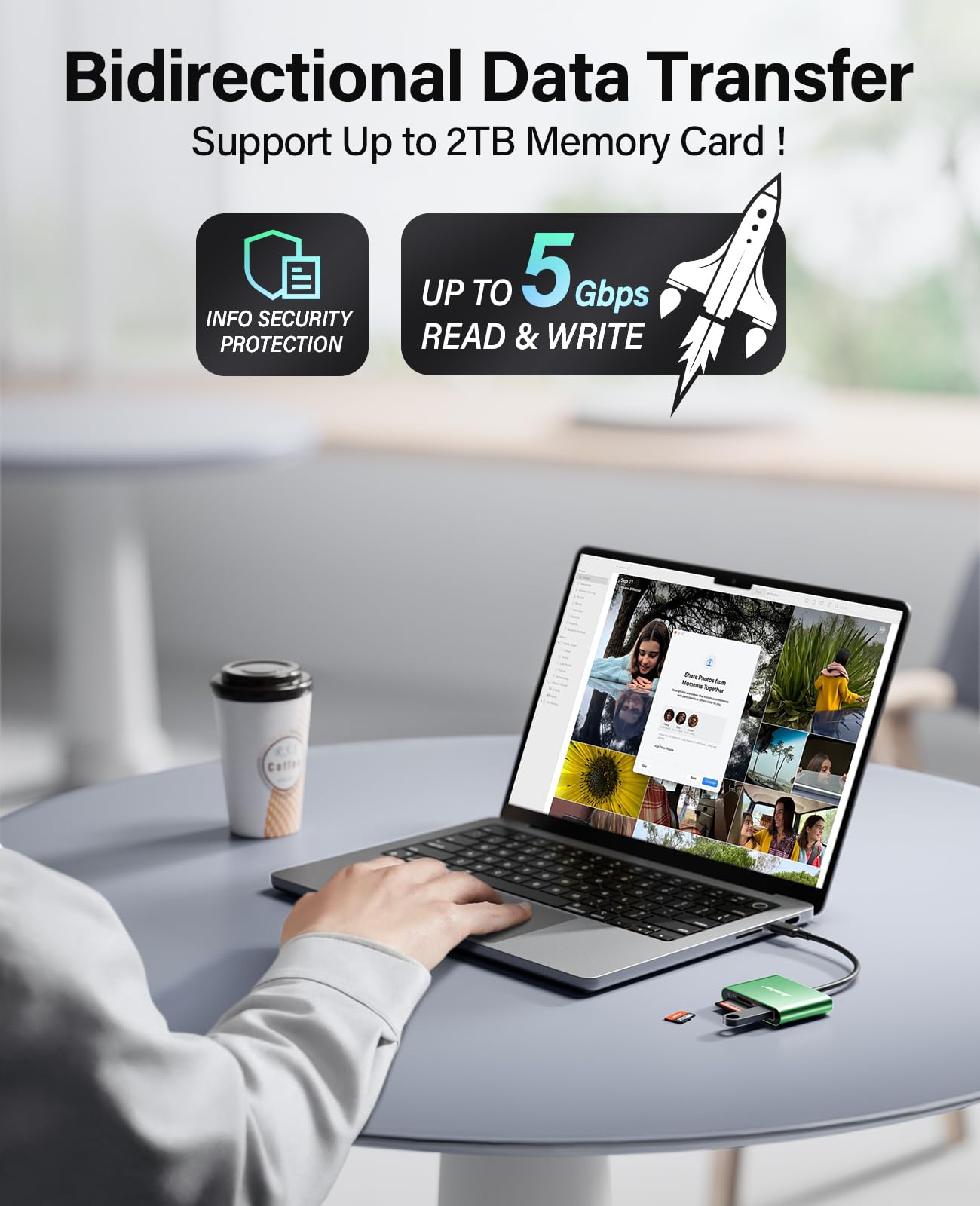 Hicober USB C to SD Card Reader High Speed 2TB Capacity