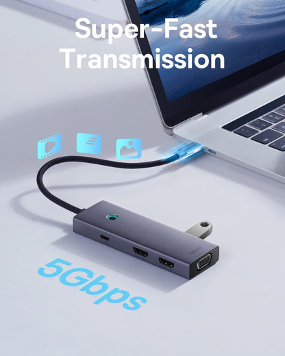 Baseus 7 In 1 USB C Docking Station 3 Monitors 4K HDMI VGA