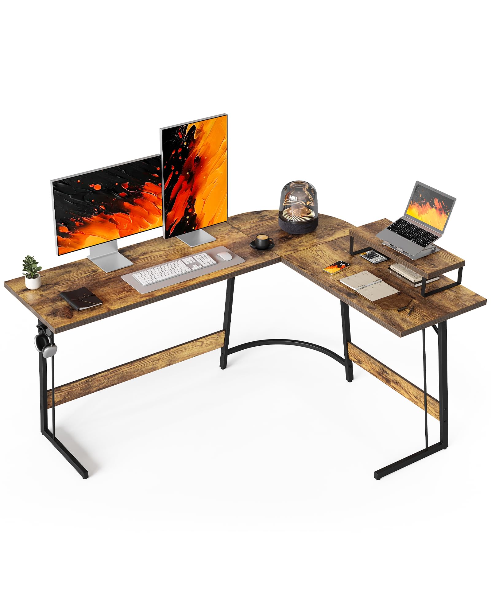 CubiCubi L Shaped Gaming Desk with Carbon Fiber Surface
