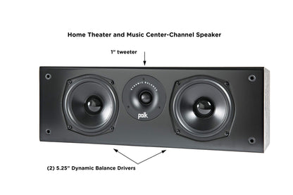 Polk Audio T15 Bookshelf Speakers with Deep Bass Sound