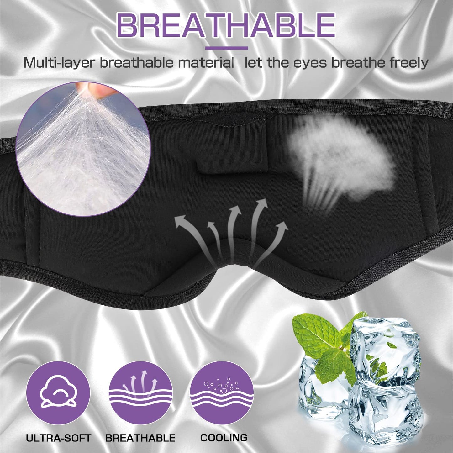 Sleep Headphones Bluetooth Eye Mask for Side Sleepers