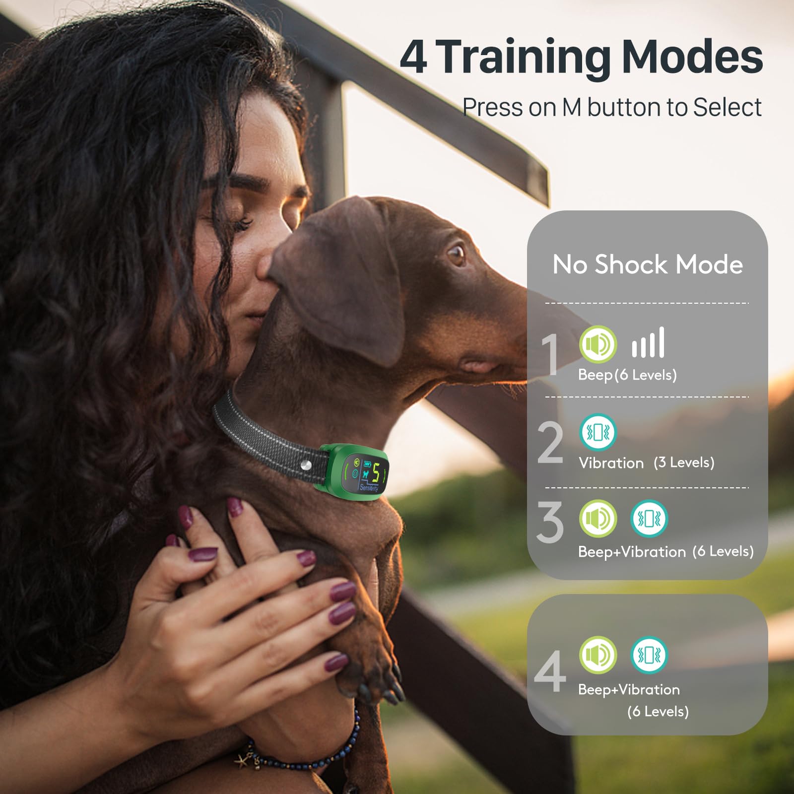 Rechargeable Dog Bark Collar with Adjustable Sensitivity Levels