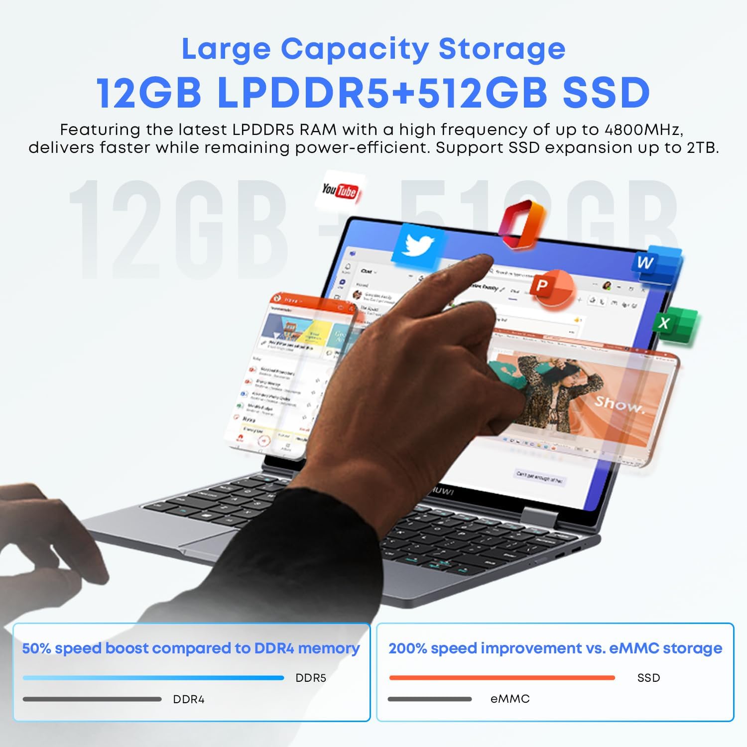 CHUWI Minibook X 2 in 1 Laptop with Touchscreen