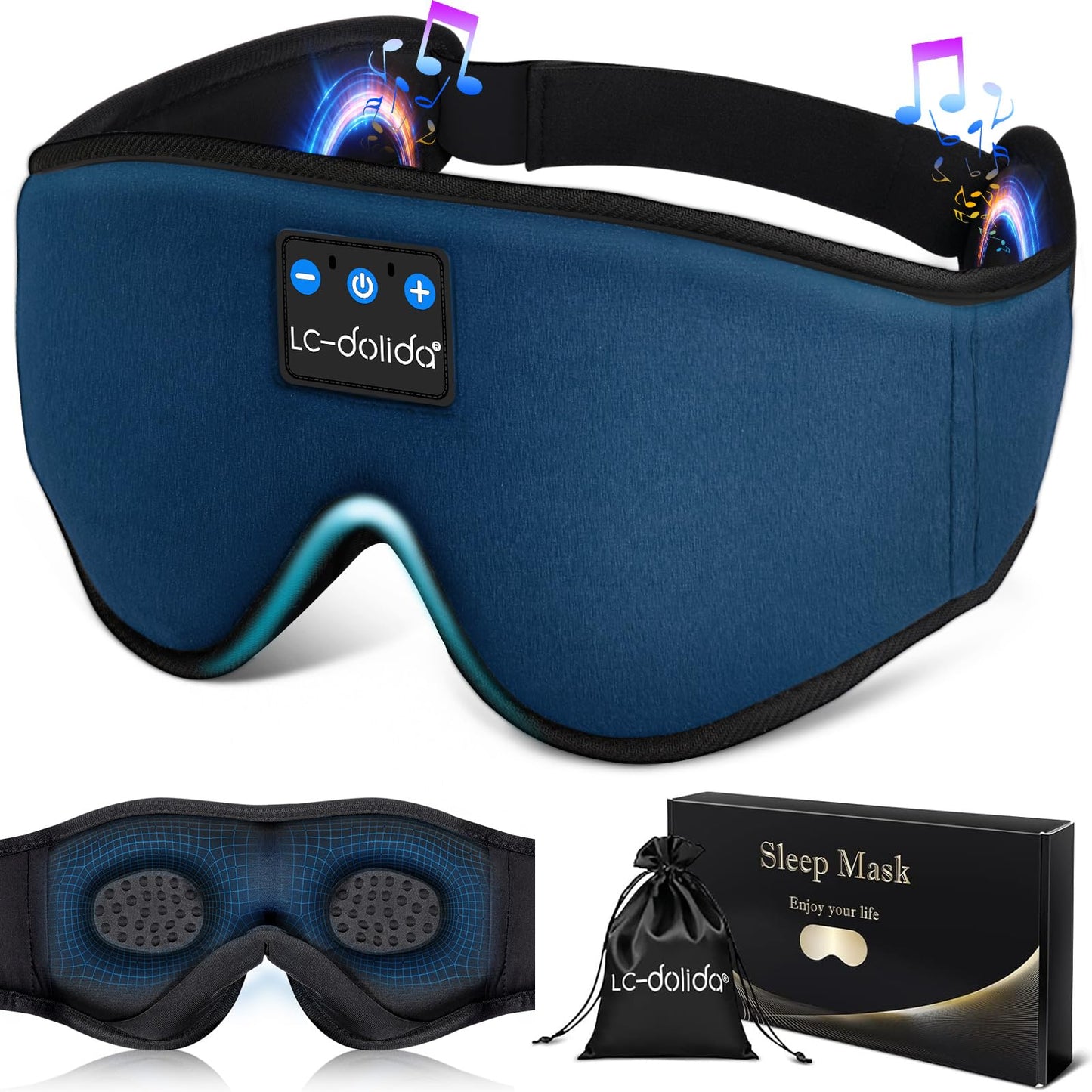 Sleep Headphones Bluetooth Eye Mask for Side Sleepers