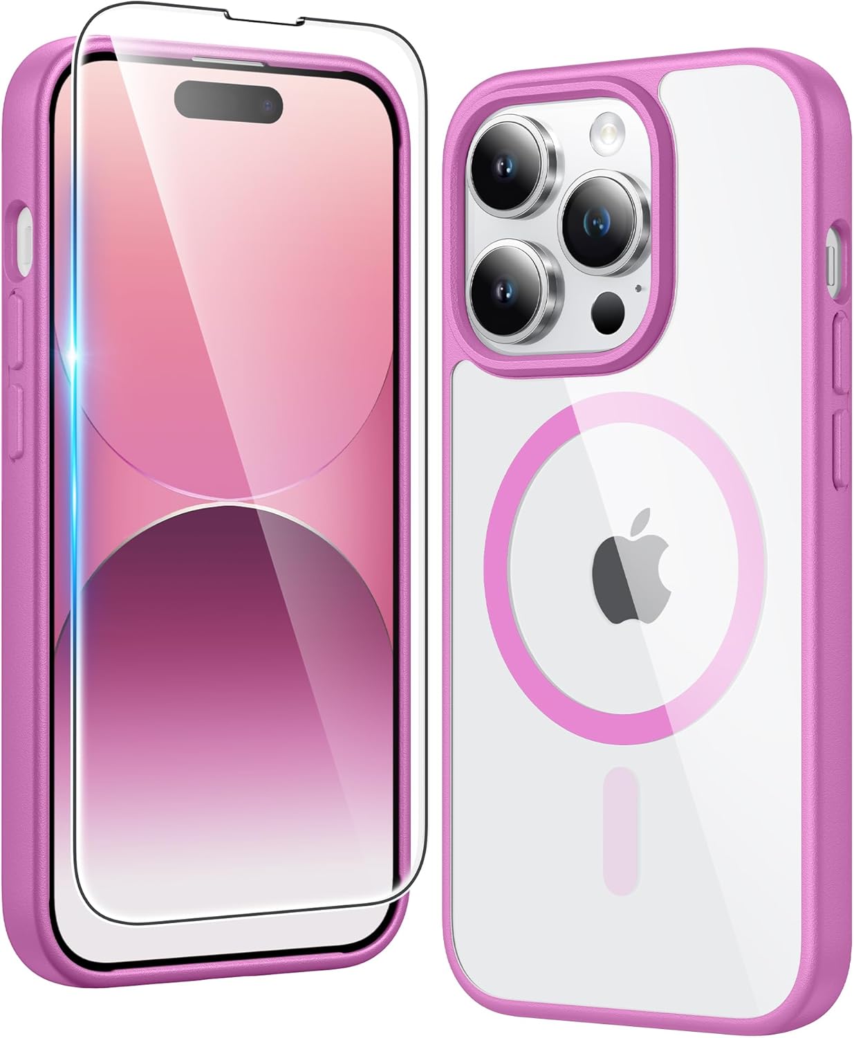 FNTCASE IPhone 16 Case Clear Magnetic MagSafe Screen Protector Drop Proof Rugged