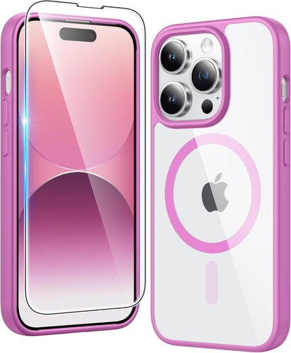 FNTCASE IPhone 16 Case Clear Magnetic MagSafe Screen Protector Drop Proof Rugged