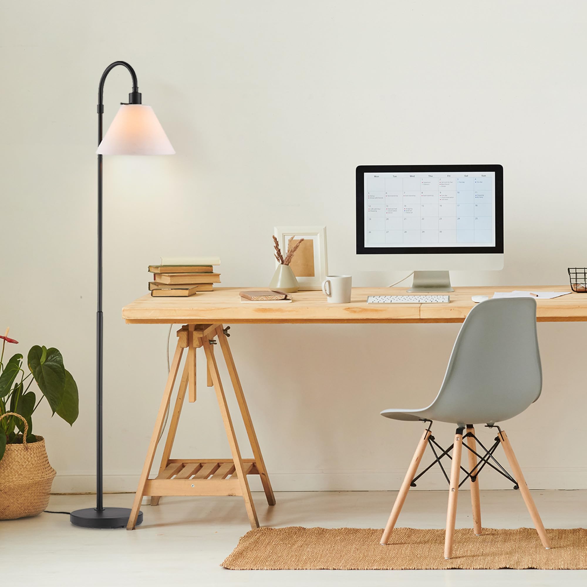 Brass Floor Lamp with White Shade for Modern Decor