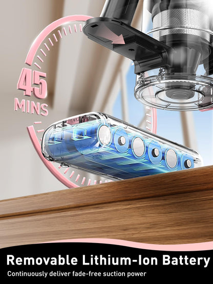 Cordless Vacuum Cleaner 8 In 1 LED Display Suction Pink