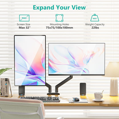 Wali Dual Monitor Stand With Gas Spring 17 to 32 Inches