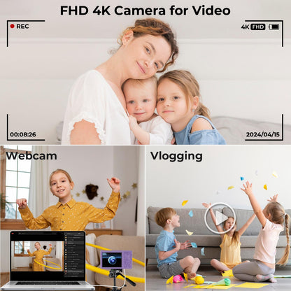 FHD 4K Digital Camera for Kids with 16X Zoom