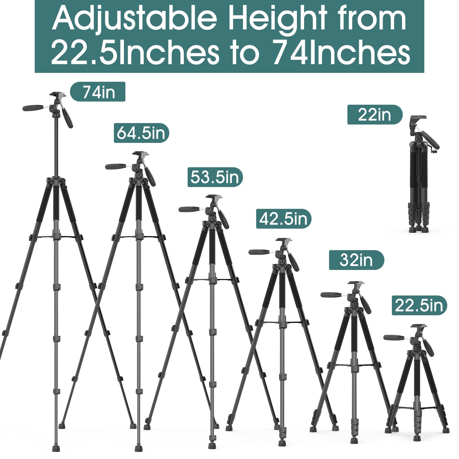 UBeesize 74 Inch Heavy Duty Tripod With Phone Holder