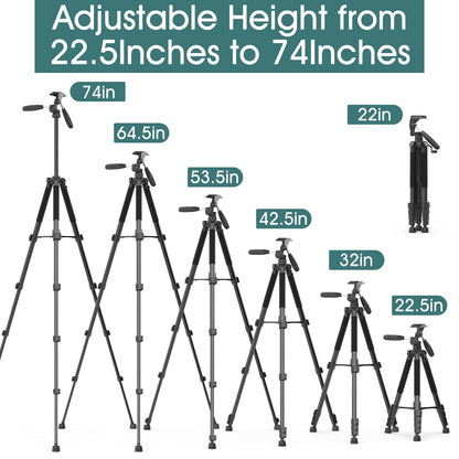 UBeesize 74 Inch Heavy Duty Tripod With Phone Holder