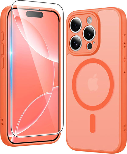 FNTCASE IPhone 16 Case Clear Magnetic MagSafe Screen Protector Drop Proof Rugged