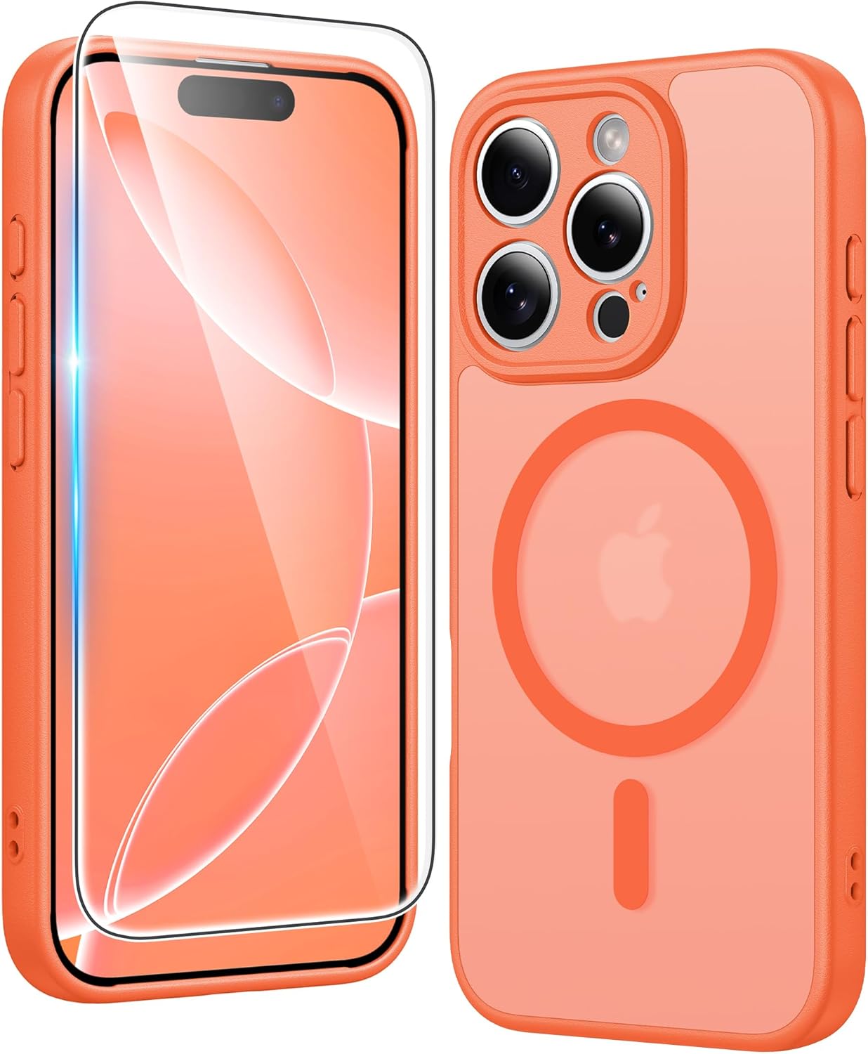 FNTCASE IPhone 16 Case Clear Magnetic MagSafe Screen Protector Drop Proof Rugged