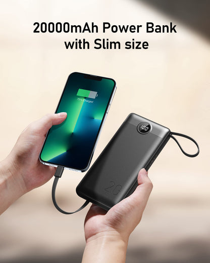 VEEKTOMX Portable Charger 10000mAh BuiltIn Cables Fast Charge