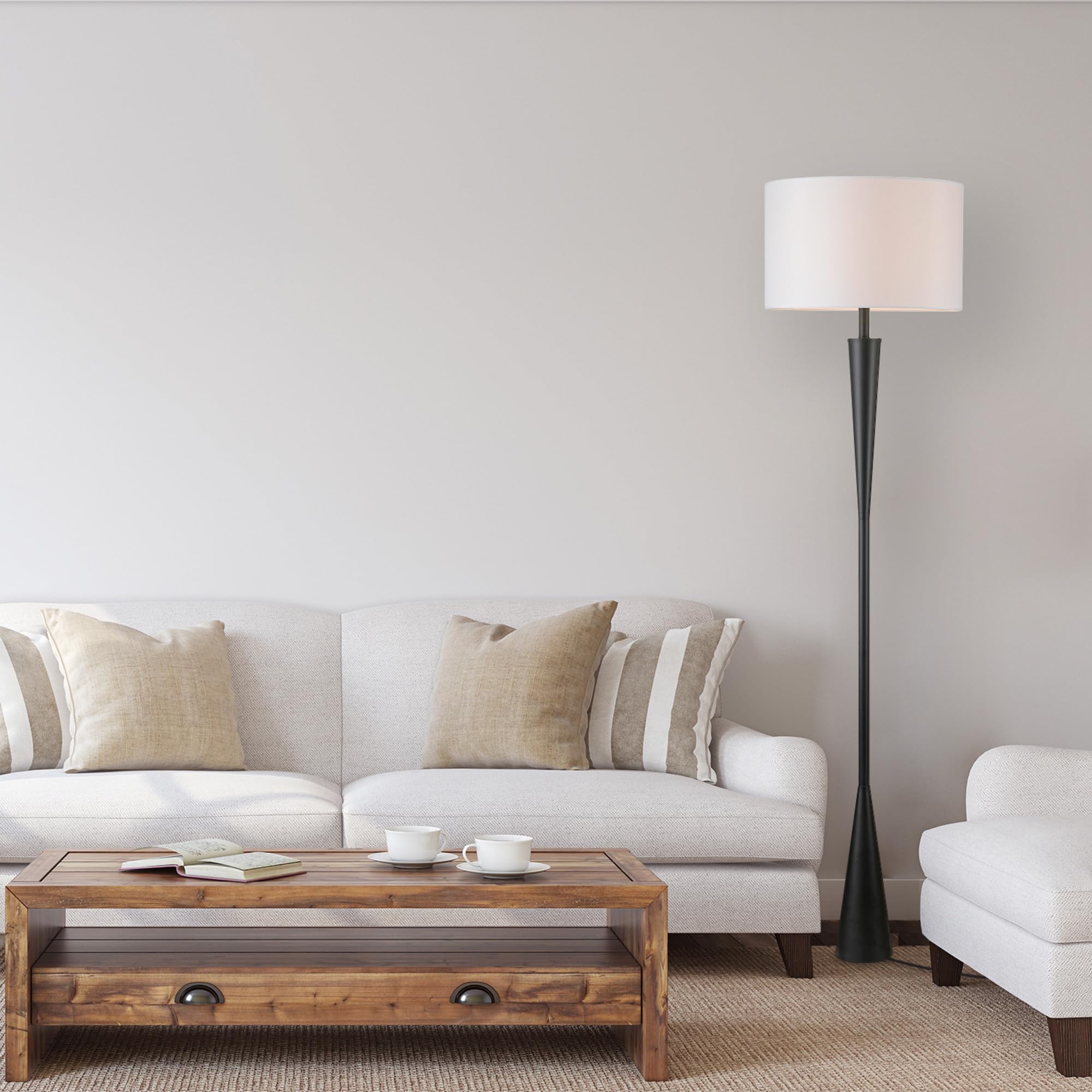 Modern 70 Inch Floor Lamp with Soft White Shade