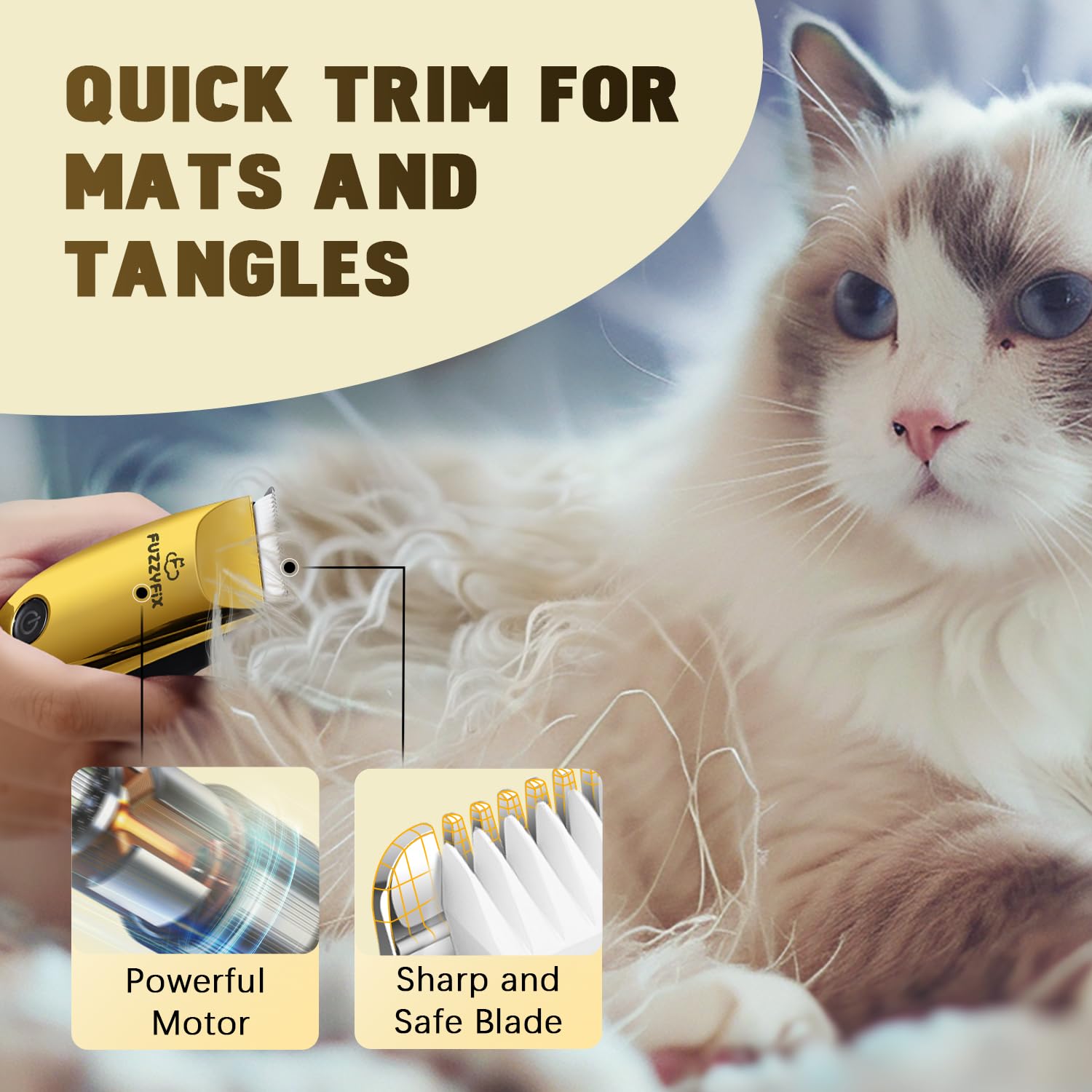 Portable Low Noise Pet Grooming Clippers for Matted Hair
