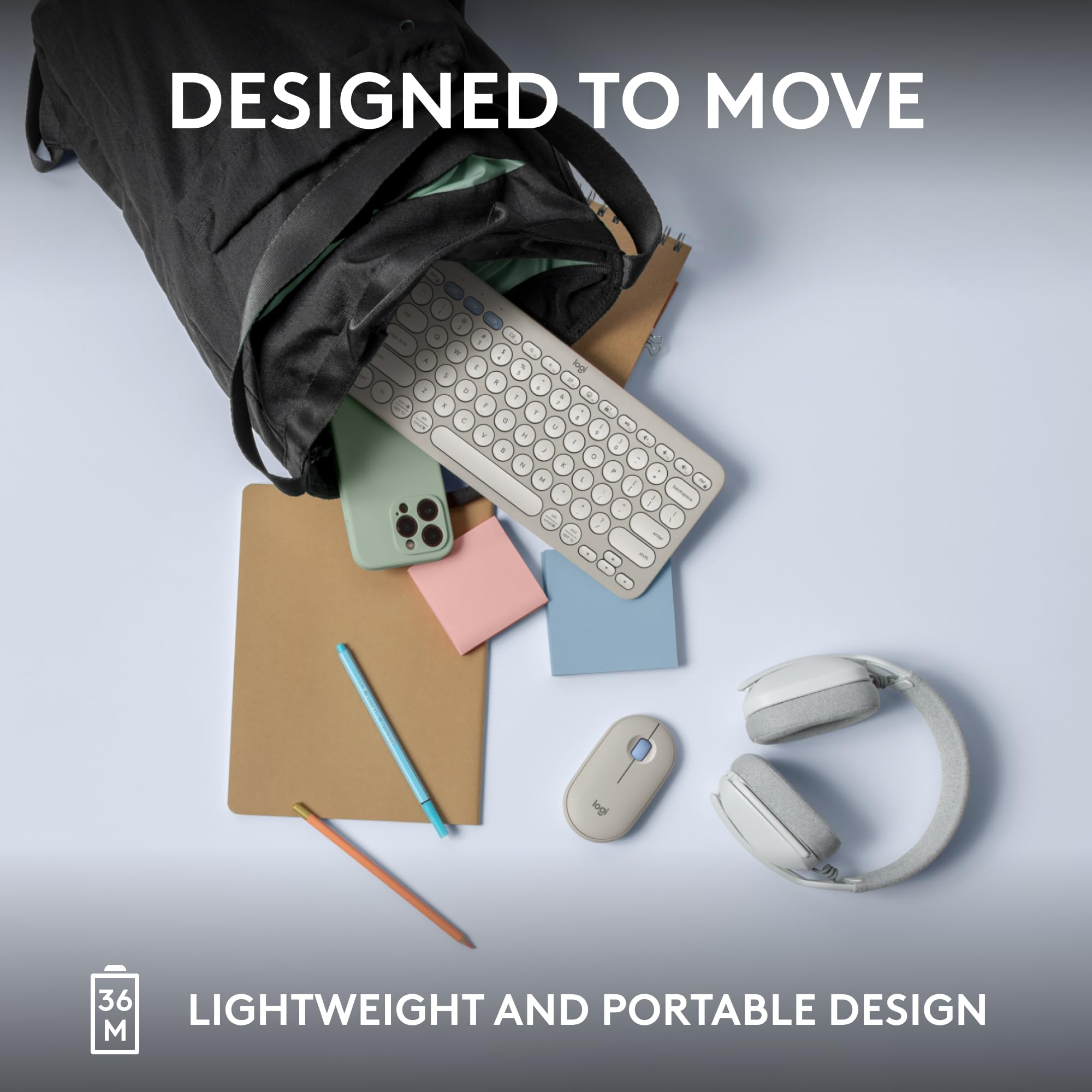 Logitech Pebble K380s Bluetooth Keyboard Slim Portable Design