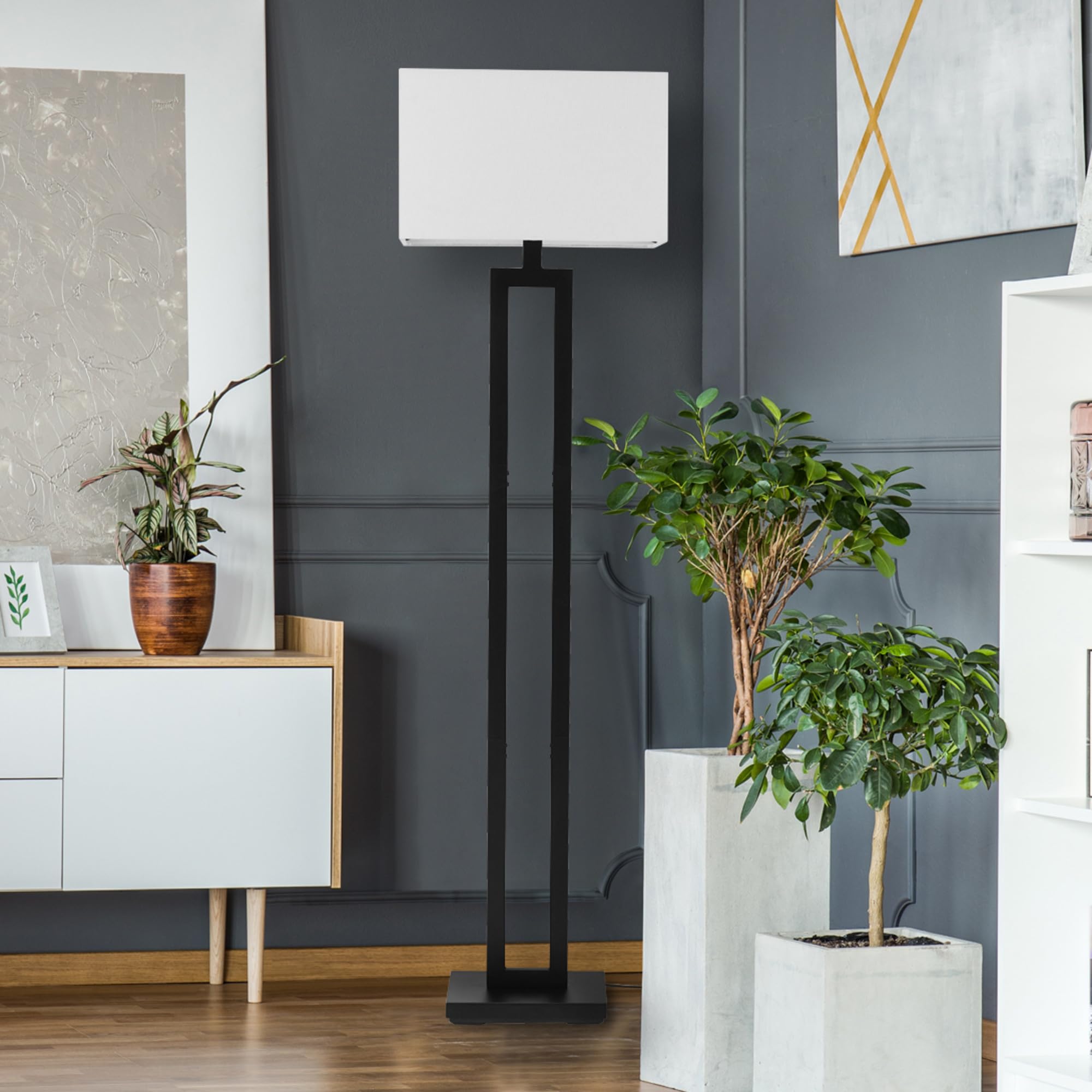 Modern 58 Inch Floor Lamp with Geometric Design