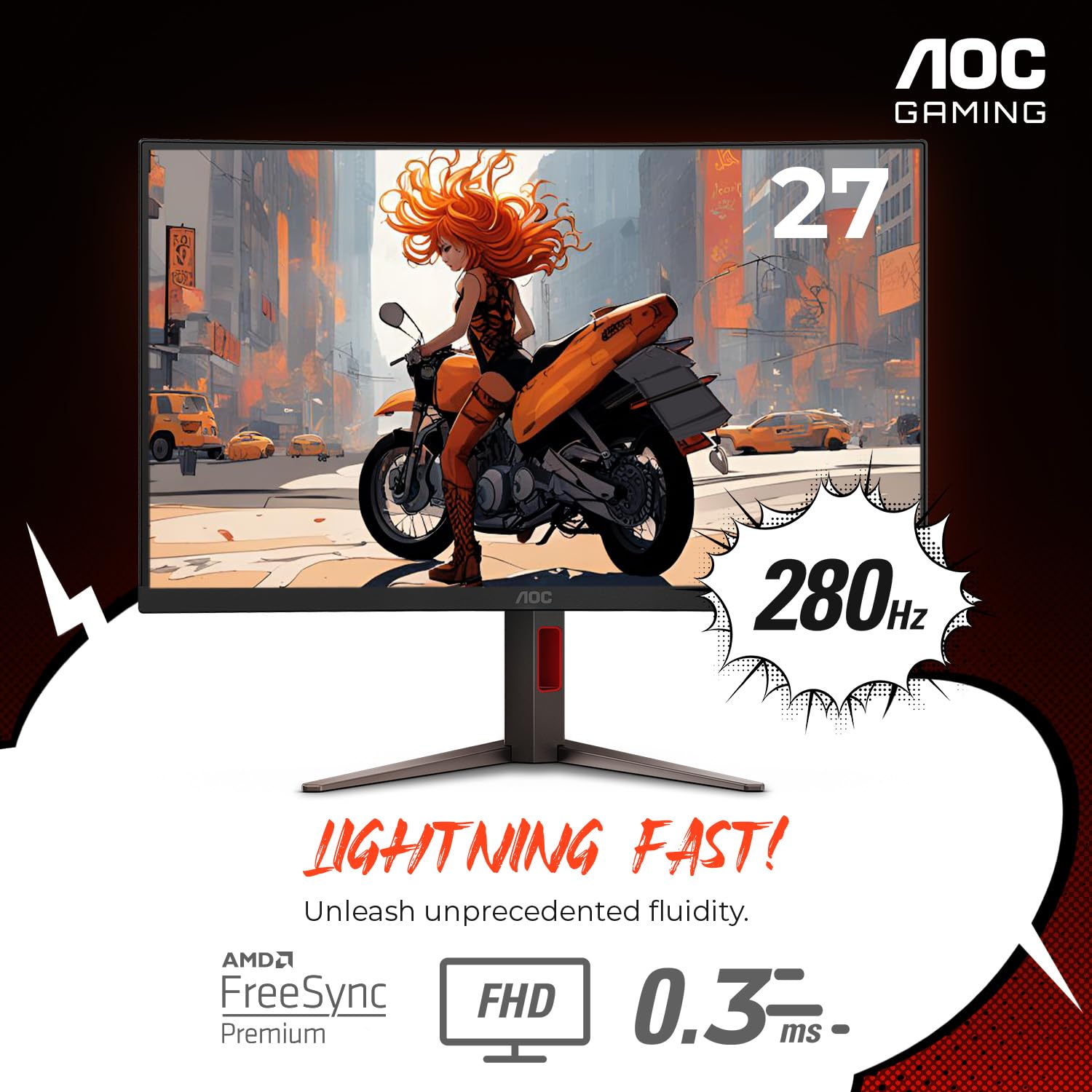 AOC 27 Inch Curved Gaming Monitor with 240Hz Refresh Rate