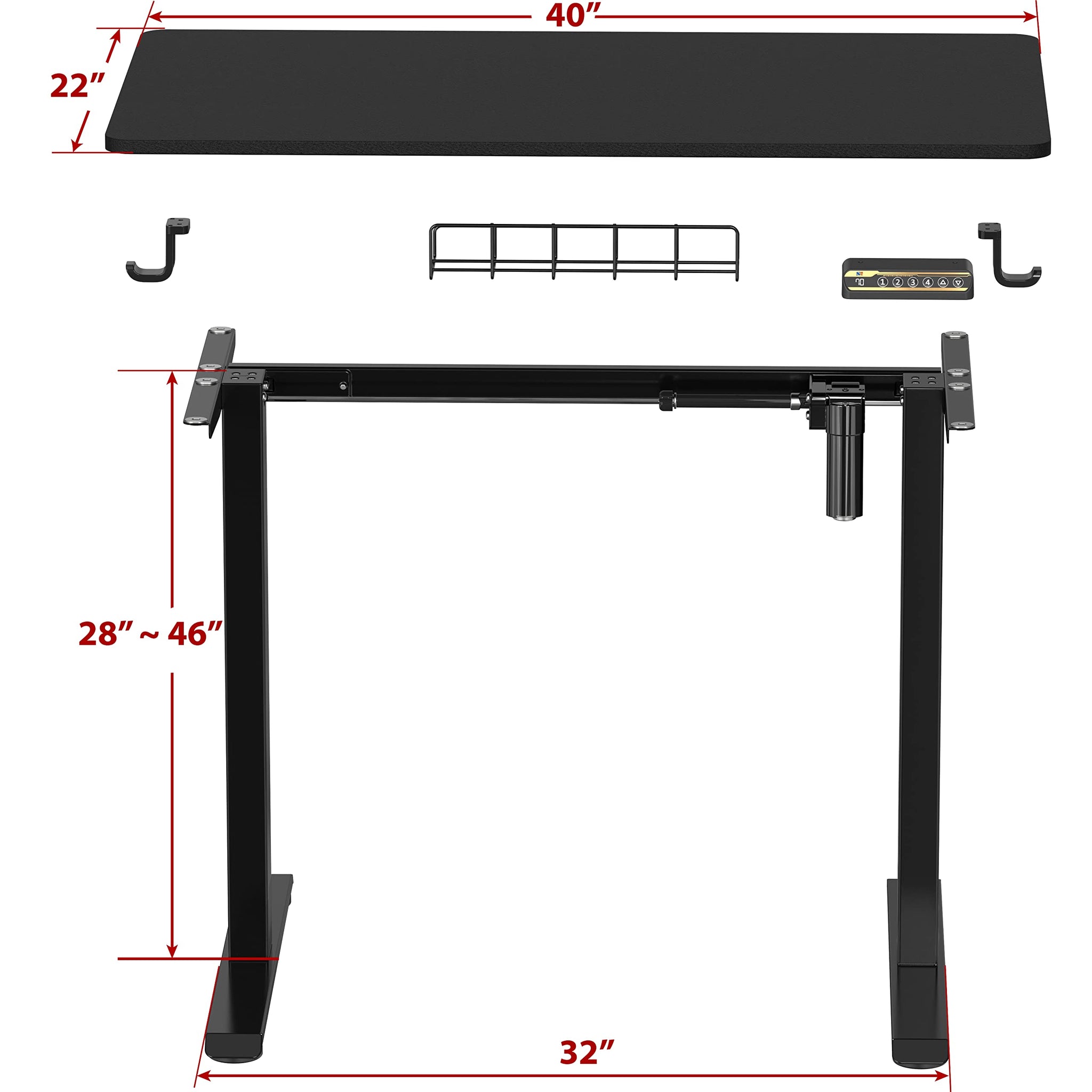 Electric Height Adjustable Desk with Cable Management