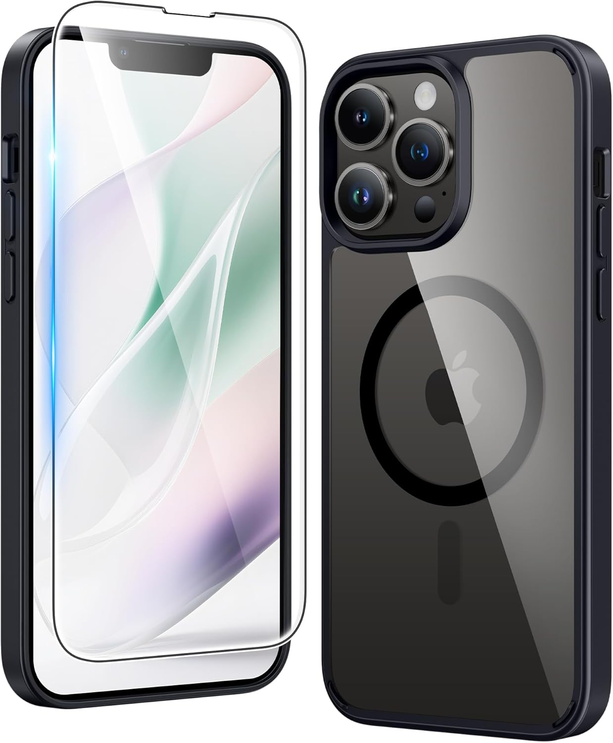 FNTCASE IPhone 16 Case Clear Magnetic MagSafe Screen Protector Drop Proof Rugged