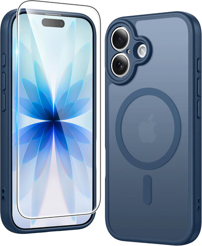 FNTCASE IPhone 16 Case Clear Magnetic MagSafe Screen Protector Drop Proof Rugged