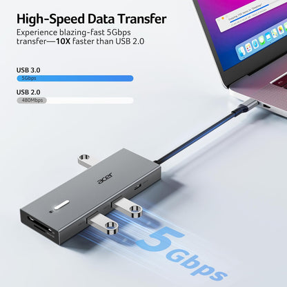 Acer USB C Docking Station 9 In 1 Dual 4K HDMI PD 100W