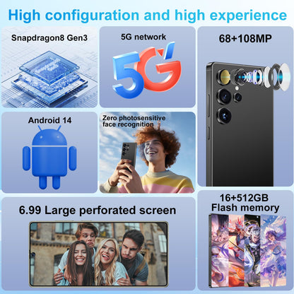 MMY I25 Ultra Unlocked Phone Built In Pen 6.99in 16GB 512GB Android 14 5G Green