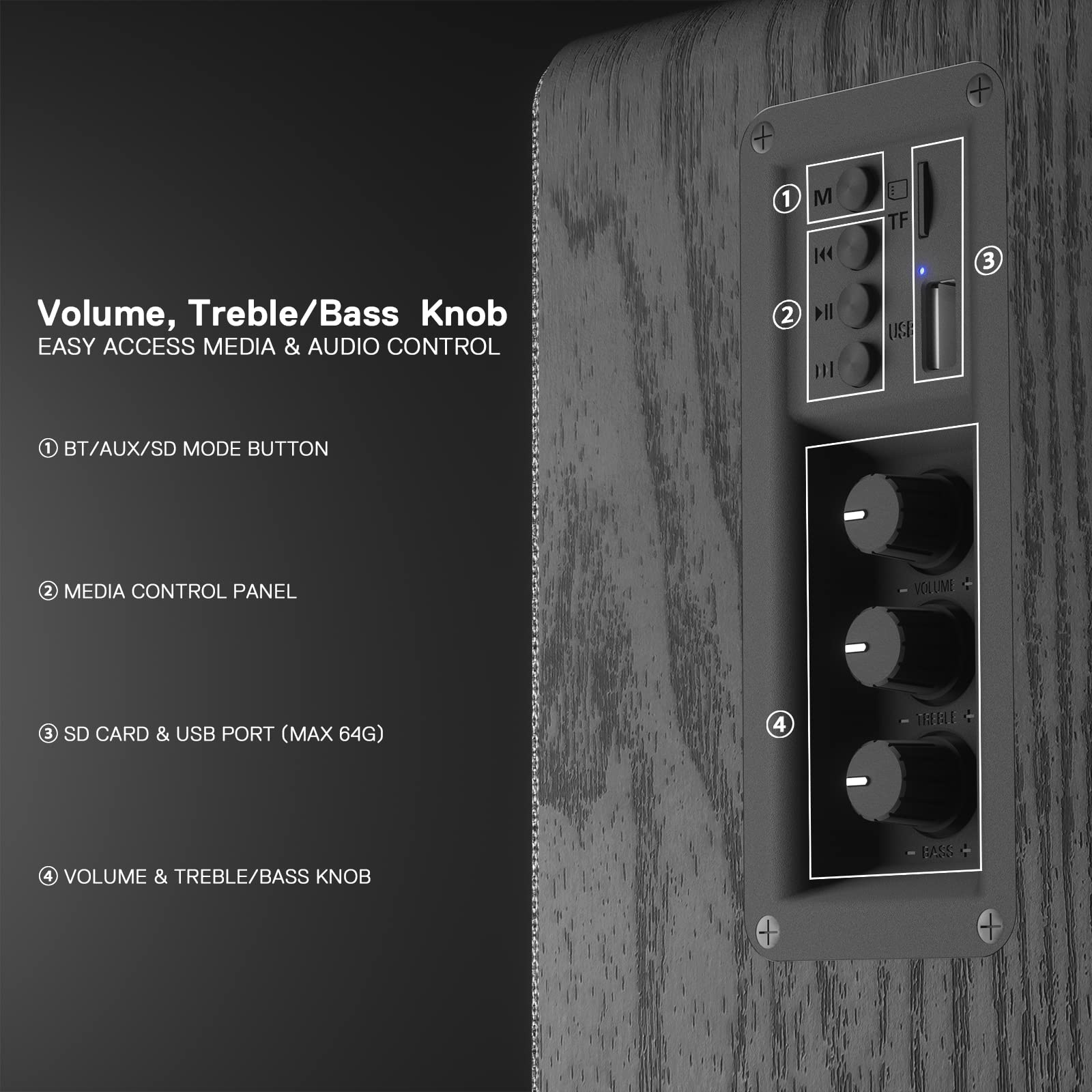 Redragon GS813 Wireless Bluetooth Desktop Speakers with Enhanced Bass