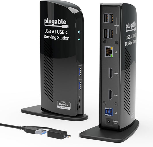 Plugable Universal Laptop Docking Station Dual HDMI USB C