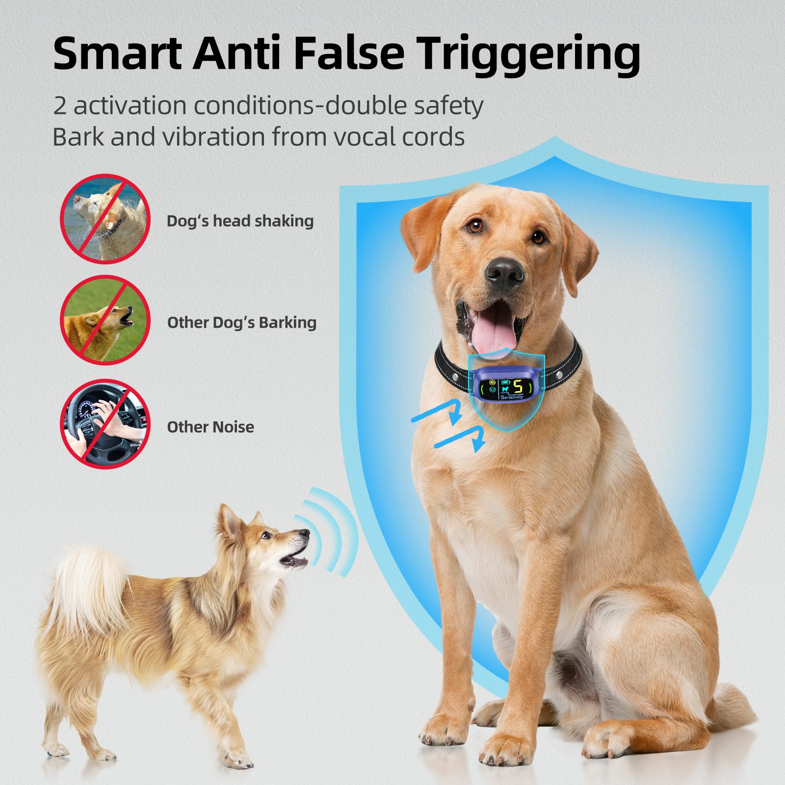 Rechargeable Dog Bark Collar with Adjustable Sensitivity Levels