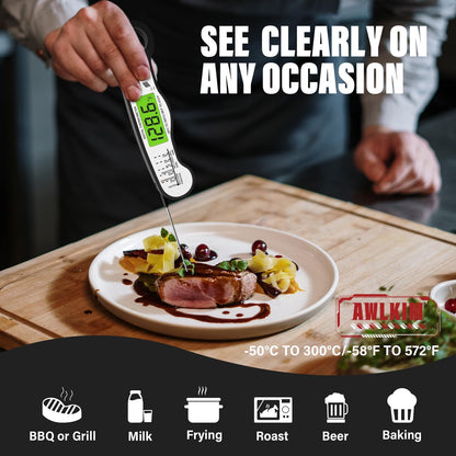 Digital Meat Thermometer Instant Read Waterproof Backlit Red