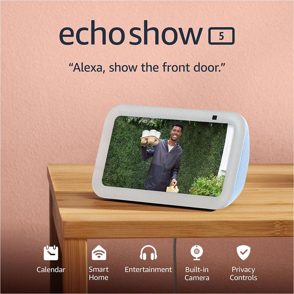Echo Show 5 Smart Display With Clearer Sound Glacier White